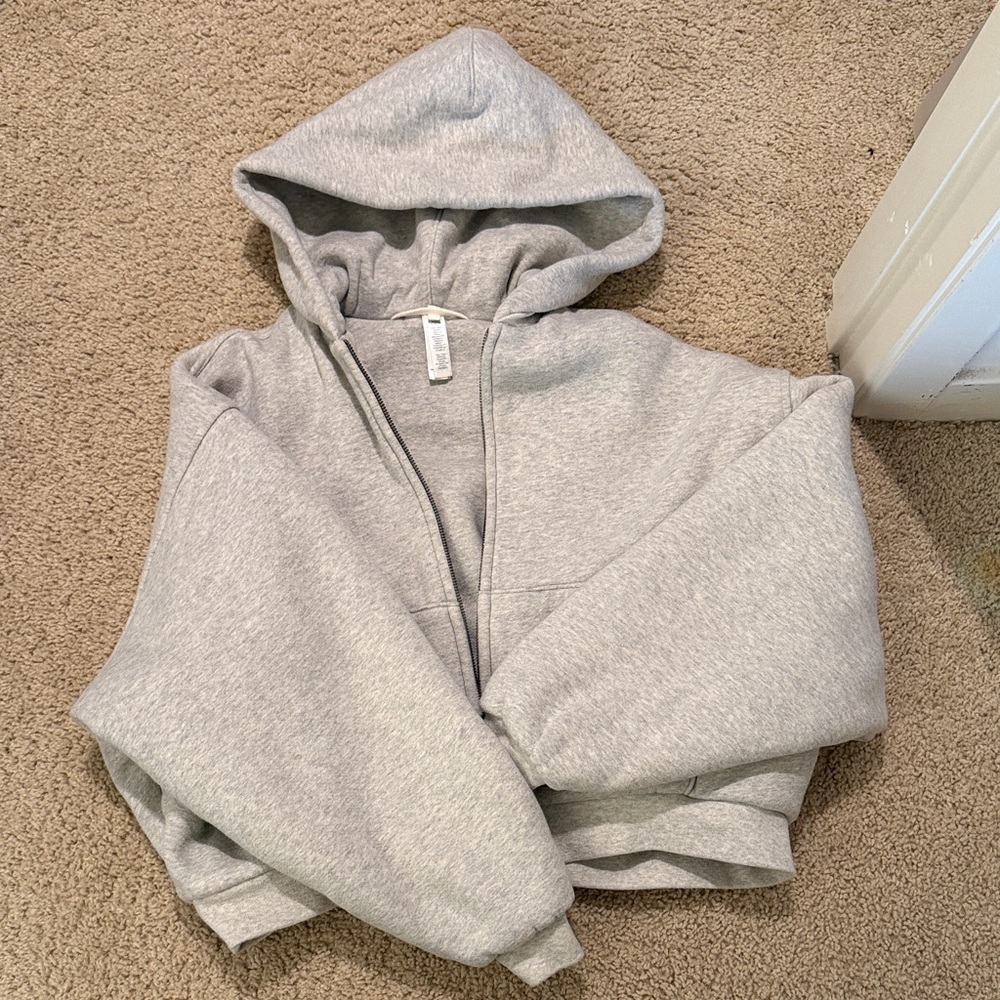 Skims double layer oversized Gray Hooded Zip-Up Sweatshirt